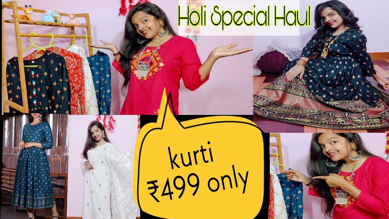 Holi Special Kurti Haul❤️Latest Kurti Collection starting from 499 only❤️ Partywear kurti & Suit set