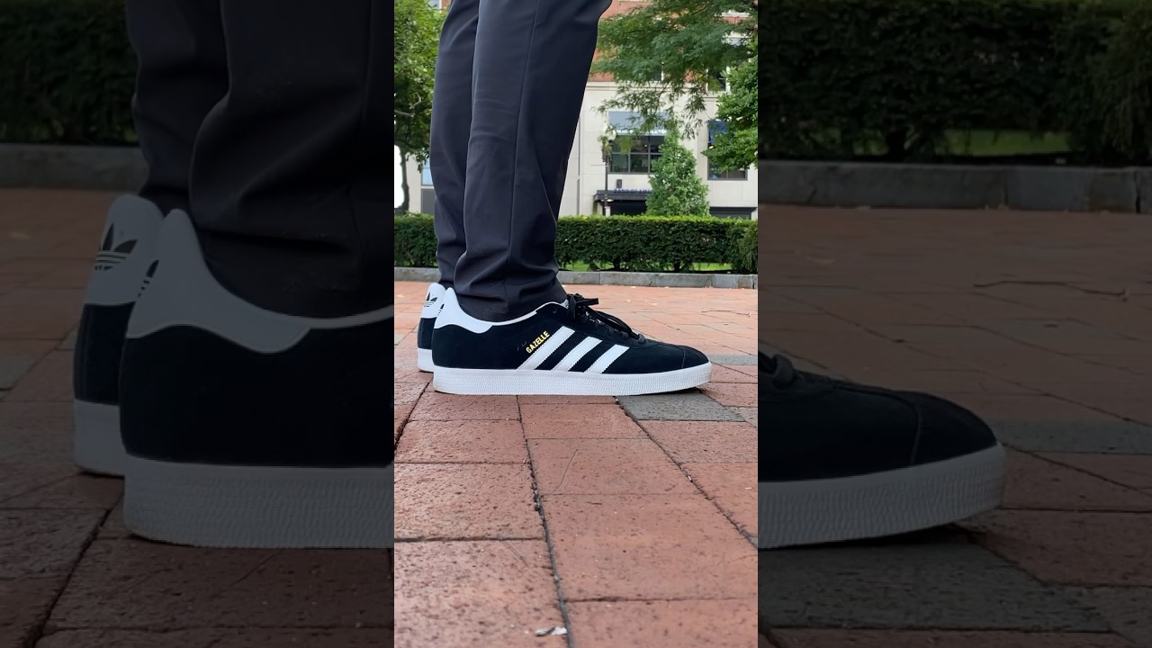 Adidas Gazelle Black/White On Feet #adidasgazelle