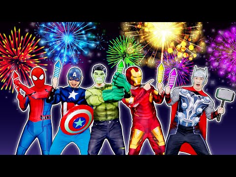 Superheroes Fireworks <strong>Learn</strong> color <strong>dance</strong>│슈퍼히어로 캡틴 헐크 스파이더맨 폭죽놀이│럭키강이 LuckyKangi