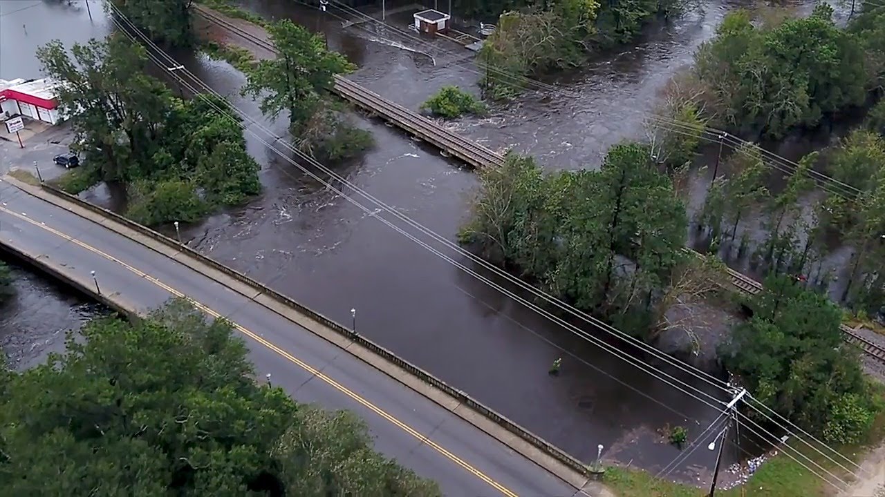 Drone footage of flooding in Lumberton, NC YouTube