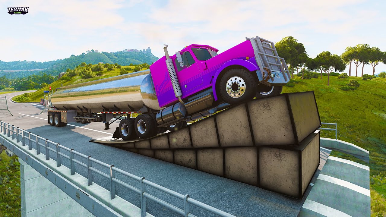 Bus, Truck & Cars vs Metal Ramp #2 - BeamNG Drive | TERNAK Gaming - YouTube