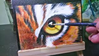 Painting Tiger Eye, Acrylic Painting Time Lapse, Easy Painting Tutorial