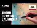 ASMR 1 Hour Drawing Map of California | Soft Spoken