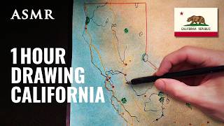 ASMR 1 Hour Drawing Map of California | Soft Spoken screenshot 5