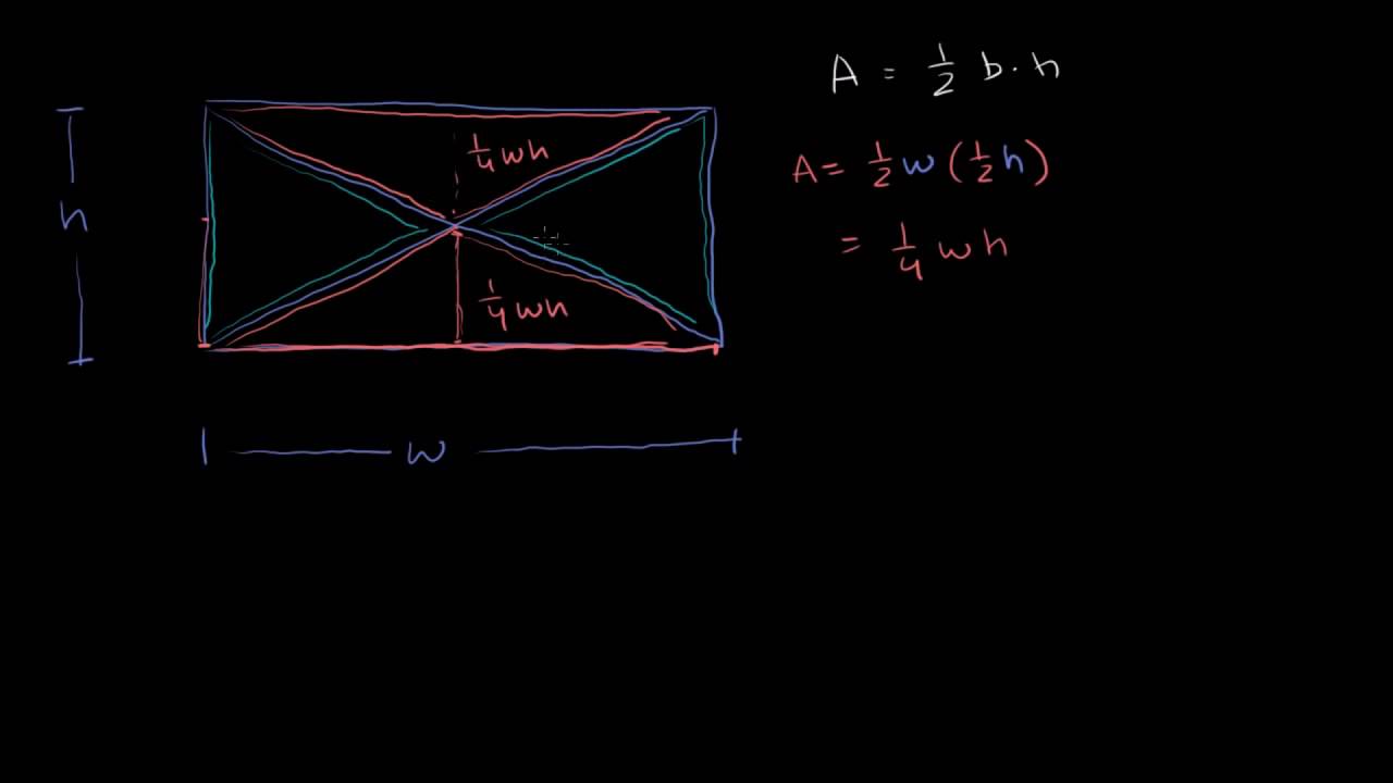 Тэгш өнцөгтийн диагоналиар үүсэх гурвалжнуудын талбай тэнцүү