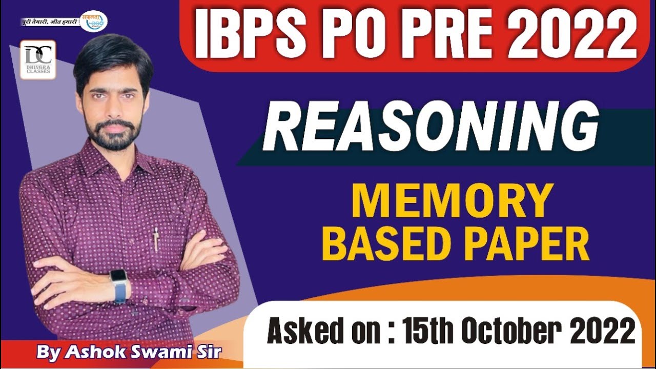 IBPS PO Prelims Memory Based Paper 2022 | REASONING Asked on 15TH OCT ...