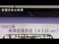 速報版 東京メトロ半蔵門線 18000系18101F 乗降促進放送 メトロ Ver 車載メロディー B線 渋谷方面 晴れ晴れと 0 4cも鳴動 速報版 東京メトロ半蔵門線 18000系18101F 乗降促進放送 メトロ Ver 車載メロディー B線 渋谷方面 晴れ晴れと 0 4cも鳴動