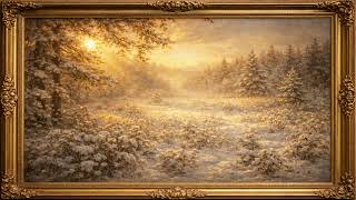 Peaceful Snowy Hillside – Vintage Oil Painting in Golden Frame - TV Art Screensaver |  TV Wallpaper screenshot 5