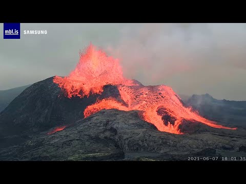 Geldingadalir Volcano, Iceland - Close-up timelapse June 7th 2021