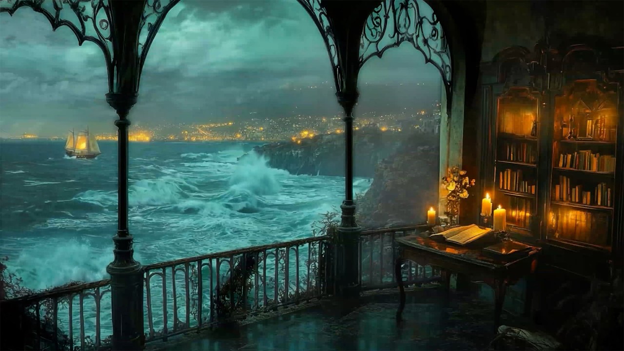 Writing Letters Beside the Stormy Sea at Dusk 🌊 | Dark Academia Music for Night Study & Reflection