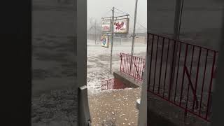 'Extreme Hail' Pummels Flooded Street as Severe Storms Hit Illinois