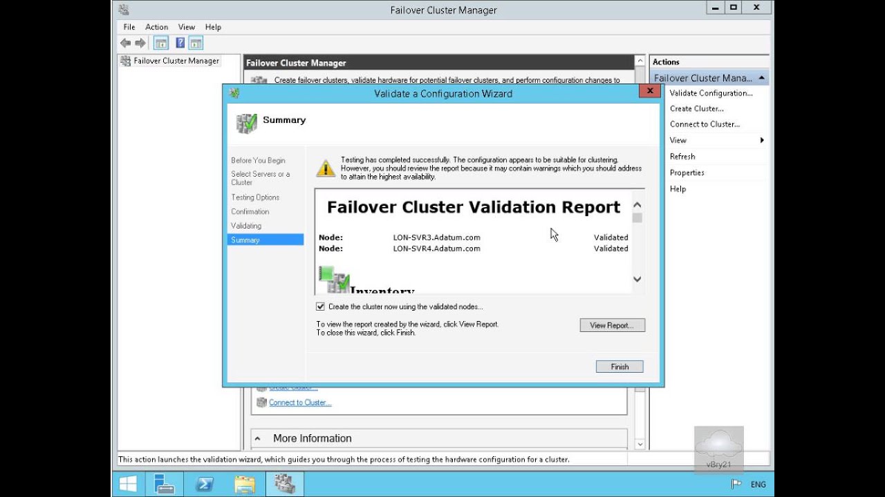 20412 Demo39 Validating And Configuring A Fail Over Cluster - YouTube