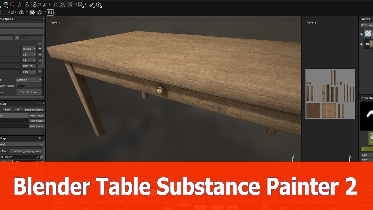 Blender Table Substance Painter 2 texturing tutorial - YouTube
