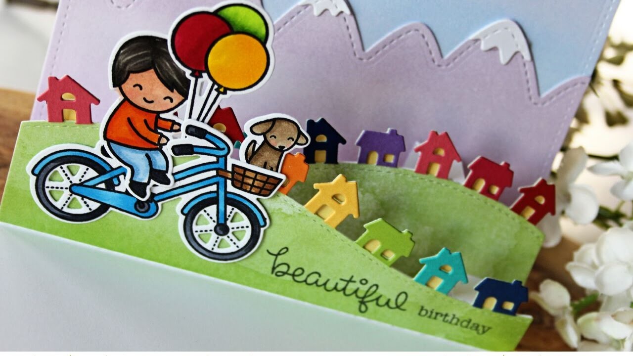 Lawn Fawn | Little Town Pop Up Birthday Card - YouTube