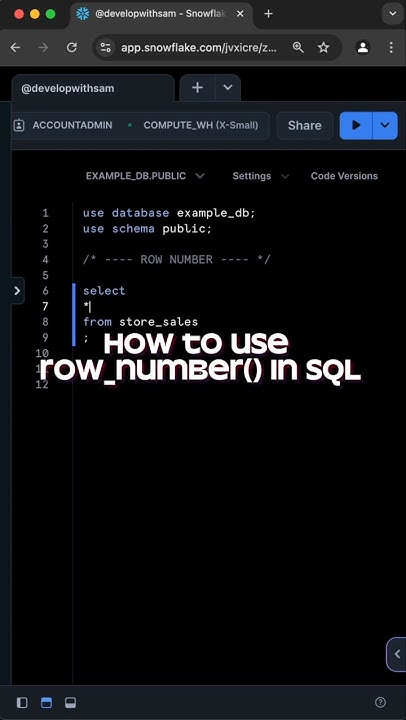 How to use row number in SQL #snowflake #coding #sql - YouTube