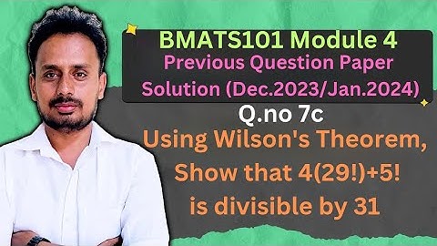 [BMATS101 Module 4] Question Paper Dec.2023/Jan.2024(Q.7c)| Modular Arithmetic | Wilson