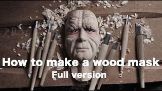 How to make wood mask Full version  醜い顔の彫刻