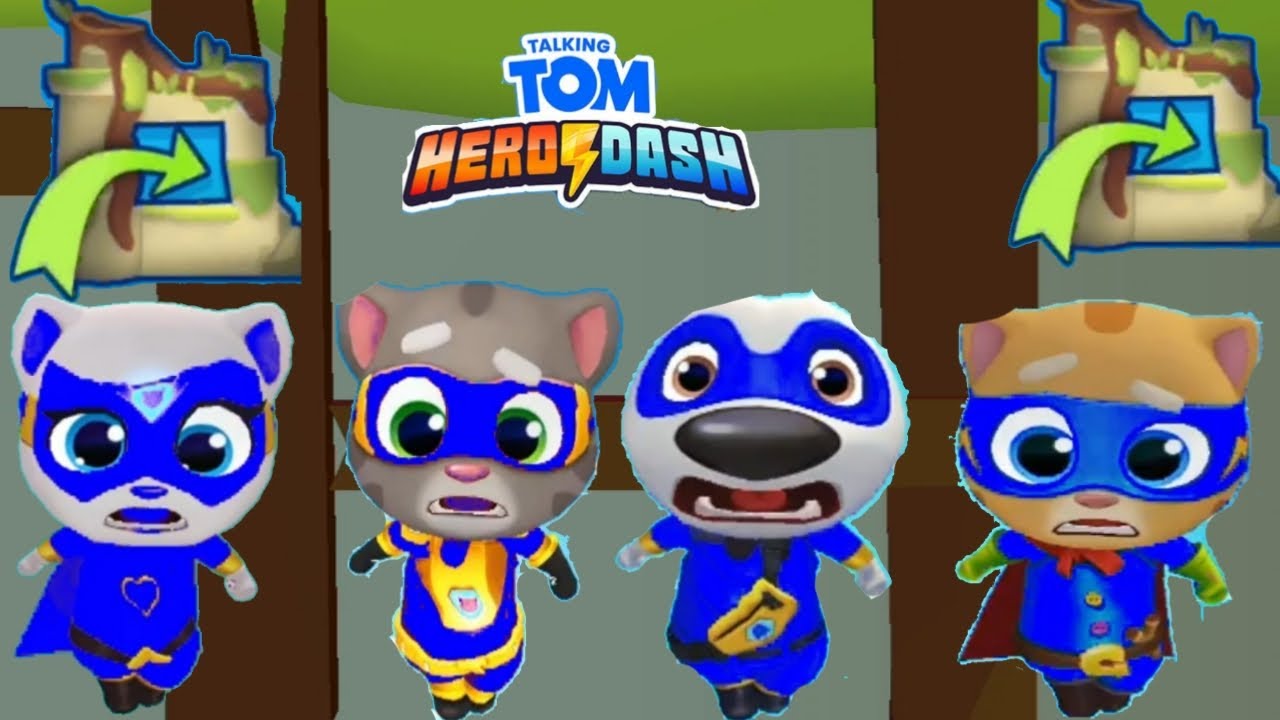 TALKING TOM HERO DASH -- ALL BLUE HERO CHARACTER  GREAT HEIGHTS  FUNNY FAIL FAN GAME