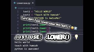 Turn Any Text Into Lowercase Instantly in Python How To Convert All Text To Lowercase In Python Programming Language