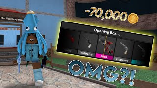 UNBOXING MM2 WEAPON BOXES WITH 70K+ COINS (Murder Mystery 2)