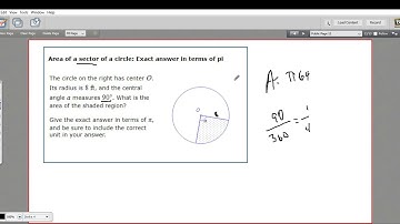 Area of a sector of a circle with exact answers in terms of pi