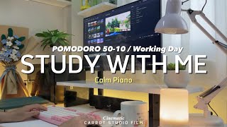 เรียน 4 ชั่วโมงกับฉัน / STUDY WITH ME/🎹 เปียโนสงบ / สถานที่สงบของฉันยามอาทิตย์อัสดง / Pomodoro 50-10