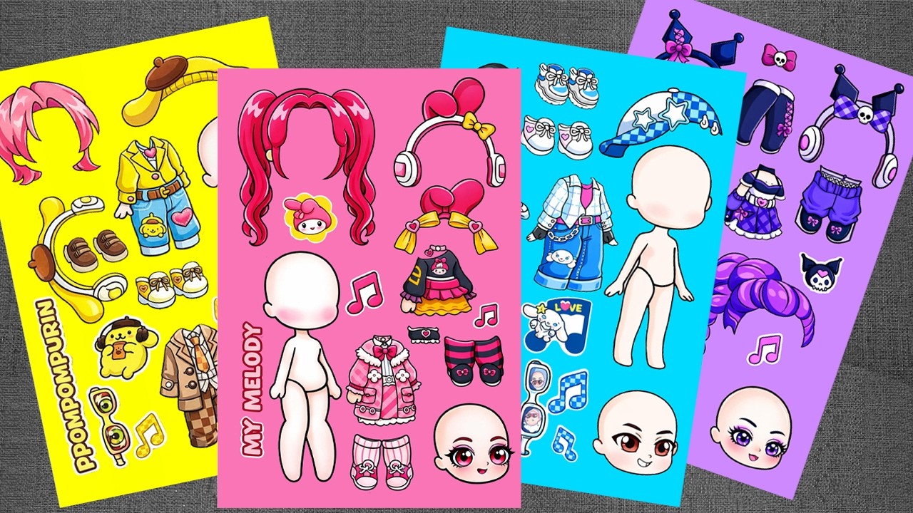 [paper diy] KPOP Demon Hunters x Sanrio Dress Up! Rumi Mira Zoey Cute Sticker Activity Book | ASMR