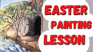 Empty Tomb Painting (STEP BY STEP) with WATERCOLORS