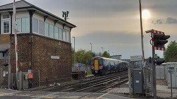 Southeastern And Thameslink Passenger Trains Passing Through Gillingham Level Crossing 30/4/23