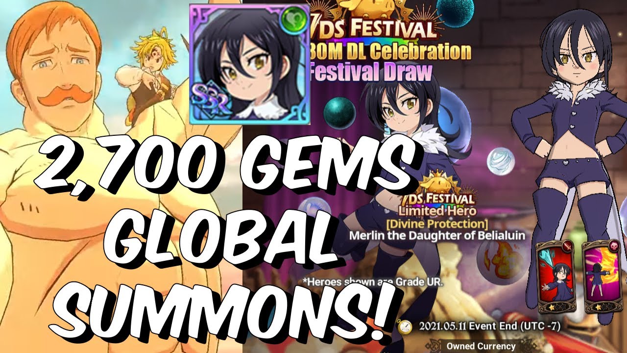 2,700 Gems Festival Merlin Global Summons! - 6/6 DAY ONE?!?! - Seven Deadly Sins: Grand Cross