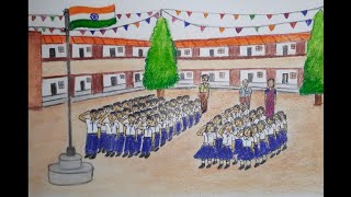 How to draw Republic day/Independence day drawing easy |Republic day celebration at school  drawing