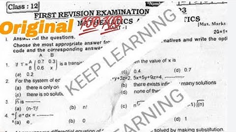 12th Business Mathematics First  Revision Exam Question paper answer key 2023| KEEP LEARNING