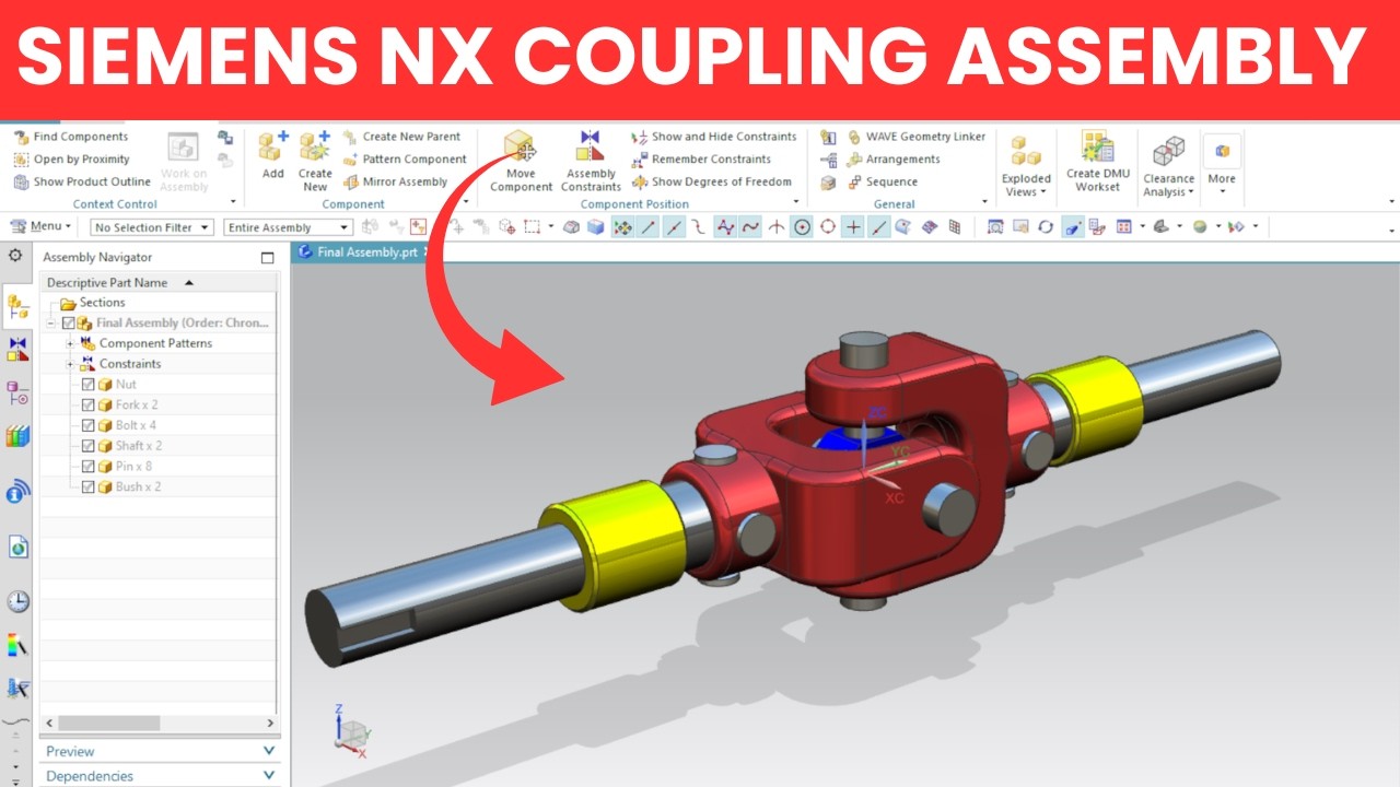 Siemens NX Coupling Assembly Tutorial - Part 2 | Full Walkthrough with ...
