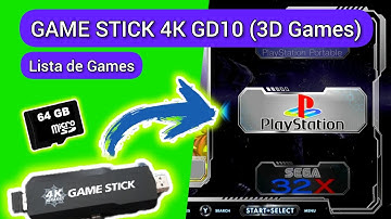 GAME STICK 4k GD10 (3D Games) - LISTA P S 1 - EMUELEC 4.5 MICROSD 64GB - DO JEITO QUE VEIO