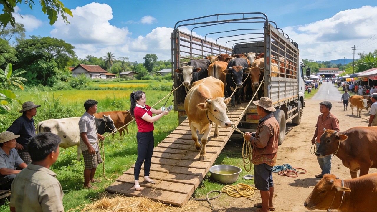Buy 1000+ Cows, Chickens, Ducks From Villagers, Use Truck Transport Go To Countryside Market Sell