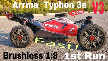 Arrma Typhon 3s V3 (First Run) Crazy Fast!! 1:8 Brushless Buggy