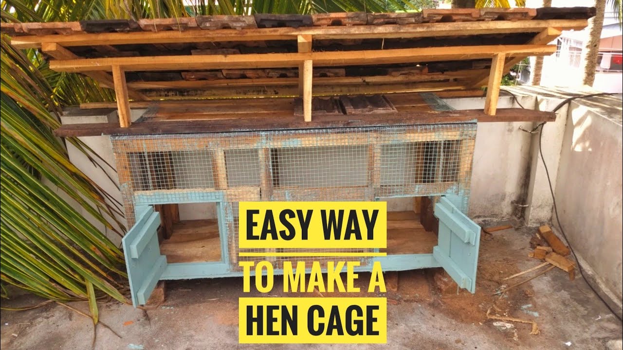 Easy Way To Make Chicken Cage Using Wood And Iron Net | Open Terrace Poultry  | Making Hen Cage - Youtube