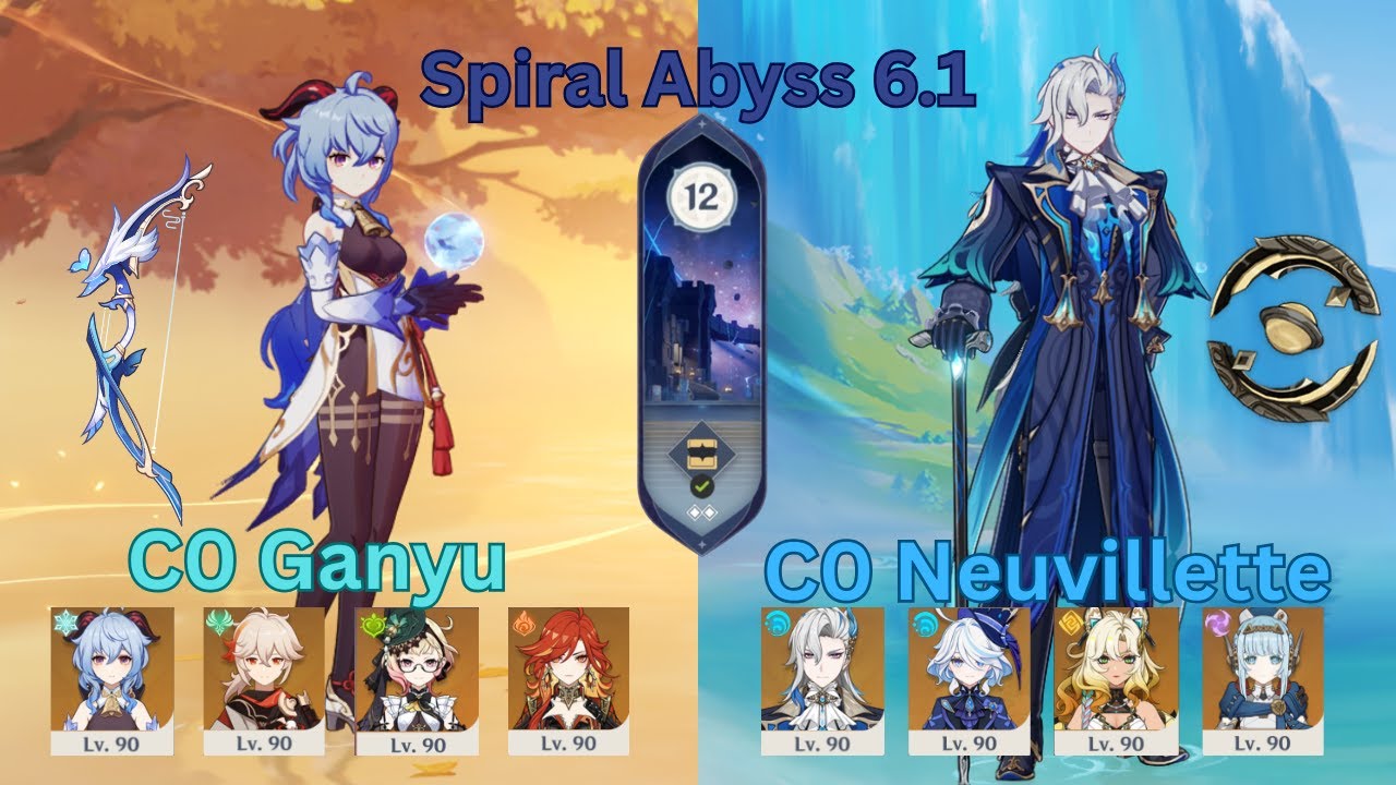 C0 Ganyu Burnmelt & C0 Neuvillette Lunar-Charged | Genshin Impact | Spiral Abyss 6.1 Floor 12