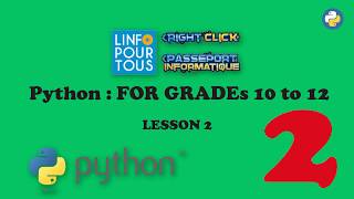 Python Lesson 2 for Grades 10 to 12