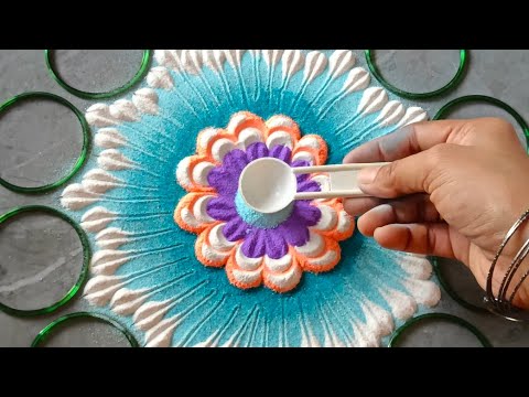Creative Festival Rangoli Design | Satisfying Rangoli Tutorial - YouTube