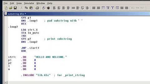 6502 Assembly Program to make a Substring.