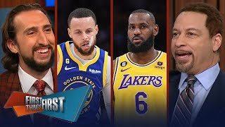 FIRST THING FIRST | Nick Wright \& Brou heated debate Warriors, Lakers, Kings who will get 8 seed