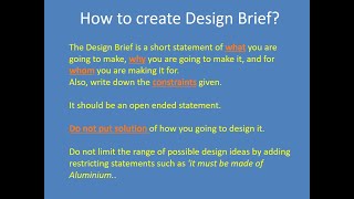 System Design - Project discussion and preparing your Design Brief