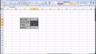 Excel -   F statistic   and    P value screenshot 2