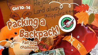 Operation Christmas Child - Packing a backpack! 🦊 Girl 10-14 2024