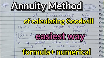 annuity method of calculating goodwill। valuation of Goodwill