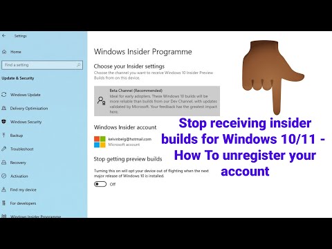 Stop receiving insider builds for Windows 10 & Windows 11 | Windows Insider Program - Unlink account