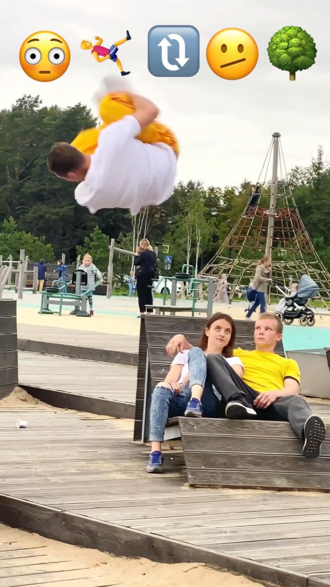 Stunts with Emojis pt.68??#kiryakolesnikov #prank #funny #comedy #stunt #parkour #flip