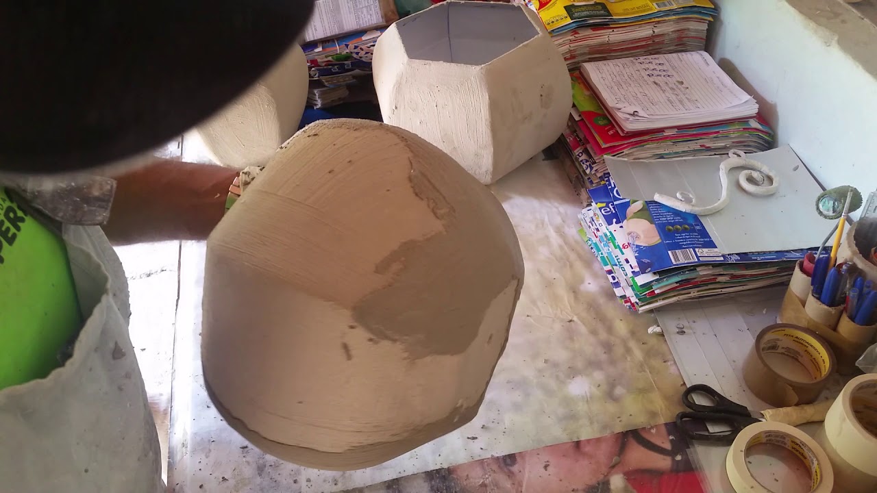 Vasos de caixas de leite feito na massa de cimento passo a passo parte 2
