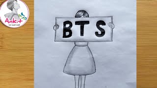 How to draw a BTS girl \/ BTS army drawing \/ how to draw for beginners \/ easy BTS drawing
